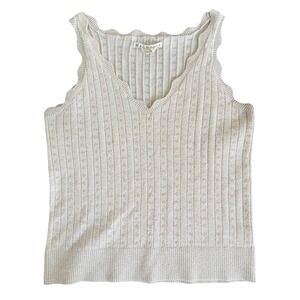 Magnolia‎ Knit Sweater Tank Vest Womens S Beige Romantic Cottagecore Minimalist